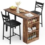 Tables de bar pliables avec 2 tabourets de bar et 3 �tag�res table de bar pour salle � manger cuisine ...