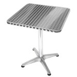 Table de bar pliante - table de bistrot carr�e en m�tal - plateau en aluminium inox - r�glable en hauteur ...