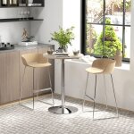 Table de bar ronde table haute cuisine r�glable en hauteur 69 - 91 cm plateau pivotante � 360� naturel ...