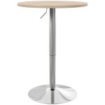 Table de bar ronde table haute cuisine r�glable en hauteur 69 - 91 cm plateau pivotante � 360� naturel ...