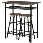 Table de bar set de table de salle  manger 3 pices avec 2 tabourets de bar table de cuisine et chaises ...