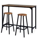 Table de bar style industriel avec ses 2 tabourets jostin bois et métal noir Table de bar style industriel avec ses 2 tabourets jostin bois et métal noir