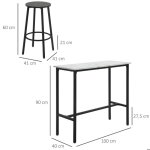 Table de bar avec tabouret de bar set de 3 tables de bar table de salle � manger avec 2 tabourets de ...
