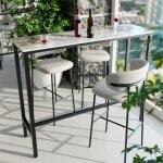 Table de bar unho - plateau en marbre - 120x40x105cm - châssis piètement acier Table de bar unho - plateau en marbre - 120x40x105cm - châssis piètement acier