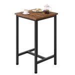 Table bar woltu - table haute cuisine - mange debout carr� - industriel - marron rustique + noir