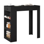 Table de bar woltu table haute cuisine avec tiroir table console en bois ding�nierie 100x50x100cm noir ...