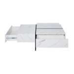 Table basse 100�50�345 cm en panneau de particules surface laqu�e effet marbre blanc et led pilotable ...