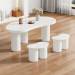 Table basse 100 * 50 * 44 - sogeu - moderne avec 2 petits bancs forme de croissant irrégulière plateau ... Table basse 100 * 50 * 44 - sogeu - moderne avec 2 petits bancs forme de croissant irrégulière plateau ...