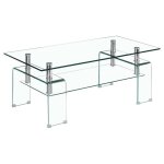 Table basse l. 100 cm avec double plateau en verre tremp� - ice meubletmoi