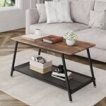Table basse 100 x 50 x 48 cm?rectangulaire en bois de qualit� avec rangement - marron vintage