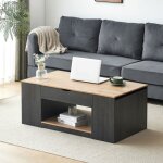 Table basse 109 cm plateau relevable table basse salon rangement intgr finition effet bois
