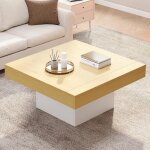 Table basse 70x70x40 cm leytn meuble de salon carr design contemporain avec led - chne