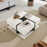 Table basse 78 cm finition laqu�e brillante table basse salon 4 tiroirs coulissants tablette inf�rieure ...