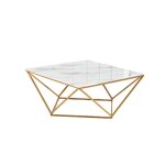 Table basse alina plateau en verre marbré blanc pieds gold 80x80x45cm Table basse alina plateau en verre marbré blanc pieds gold 80x80x45cm