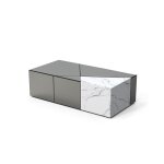 Table basse alpha ? miroir gris & marbre ? 120x60x36 cm