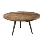 Table basse dappoint ronde en teck recycl� et pieds m�tal - macabane alida - 55x55cm - style industriel ...