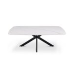 Table basse arvena ? table basse rectangulaire 130x70 cm ? pierre blanche & m�tal ? design moderne haut ...
