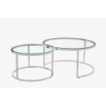 2 tables gigognes kneo argent 80x80x432cm - atmosphera createur dinterieur - argenté 2 tables gigognes kneo argent 80x80x432cm - atmosphera createur dinterieur - argenté
