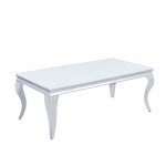 Table basse baroque chrome 120x60x45 cm - blanc
