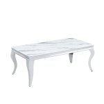 Table basse baroque chrome 120x60x45 cm - marbré blanc Table basse baroque chrome 120x60x45 cm - marbré blanc