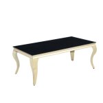 Table basse baroque gold 120x60x45 cm ? plateau noir