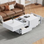 Table basse blanche extensible table basse carr�e moderne avec plateau coulissanttables basses de salon ...