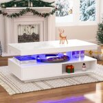 Table basse - blanc - 95x50x425 cm - 4 plateaux en verre - 2 tiroirs - style scandinave moderne Table basse - blanc - 95x50x425 cm - 4 plateaux en verre - 2 tiroirs - style scandinave moderne