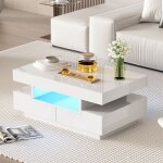 Table basse blanche avec led somubi table dappoint de salon avec 4 tiroirs surface brillante design moderne ... Table basse blanche avec led somubi table dappoint de salon avec 4 tiroirs surface brillante design moderne ...