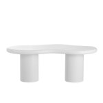 Table basse blanche en mdf ? forme organique 120 cm