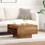 Table basse - bois ancien - 55x55 cm - style campagne - tiroir pratique