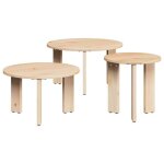 Table basse en bois massif - vidaxl - naturel - ronde - pin - 475x475x27 cm - set de 3 pi�ces - embo�table ...