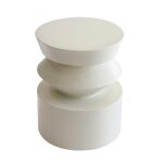 Table basse bout de canap� effet laqu� ivoire diam 40 cm - oviala