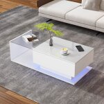 Table basse brillant 100x50x32 cm table basse salon moderne avec lumières led colorée et 1 tiroir - blanc ... Table basse brillant 100x50x32 cm table basse salon moderne avec lumières led colorée et 1 tiroir - blanc ...