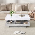 Table basse canapé&bureau pivotante 360° blanc brillant double fonction avec rangement design marbre ... Table basse canapé&bureau pivotante 360° blanc brillant double fonction avec rangement design marbre ...