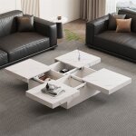 Table basse carrée blanche table basse salon avec 4 tiroirs de rangement surface coulissante effet marbre ... Table basse carrée blanche table basse salon avec 4 tiroirs de rangement surface coulissante effet marbre ...