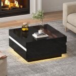 Table basse carre brillance 70 * 70 * 39cm table dappoint avec plateau extensibleespace de rangement ...