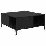 Table basse carr�e industrielle - vidaxl - ch�ne noir - bois ding�nierie - 80x80x365 cm - pieds en acier ...