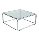 Table basse carr�e l90 cm en m�tal et en verre transparent - oviala