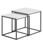 Table basse carrée - oskar - 2 pcs - métal - blanc et noir - montage facile Table basse carrée - oskar - 2 pcs - métal - blanc et noir - montage facile