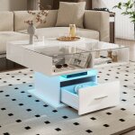 Table basse carr�e - table � plateau relevable - design moderne - avec �clairage led - 78 * 78 * 45cm ...