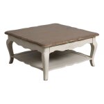 Table basse carrée avec rangement - interiors - bois massif - blanc - style campagne Table basse carrée avec rangement - interiors - bois massif - blanc - style campagne