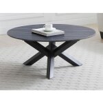 Table basse en cramique et mtal - effet marbre noir - leonora de maison cphy