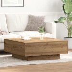 Table basse ch�ne artisanal 80x80x31 cm bois d ing�nierie
