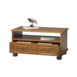 Table basse ch�ne rustique rectangle 2 tiroirs 1 niche l 82. 4 h 42 p 46. 5 cm - l 82. 4 x l 46. 5 x ...