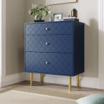Table basse commode 3 tiroirs pour chambre � coucher toutes bleu marine