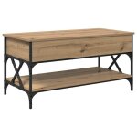 Table basse convertible - vidaxl - ch�ne artisanal - 100x50x50 cm - bois ding�nierie - plateau relevable ...