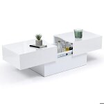 Table basse coulissante blanche rangement intérieur salon Table basse coulissante blanche rangement intérieur salon