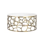 Table basse - design moderne - marbre blanc - aluminium doré - 90x90x44 cm Table basse - design moderne - marbre blanc - aluminium doré - 90x90x44 cm