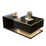 Table basse design avec plateau verre tremp� et led meuble de salon moderne et �l�gant rectangulaire ...