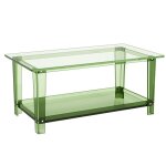 Table basse - duoku - 50 x 80 x 40 cm - acrylique transparent - espace de rangement - design moderne